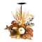 12" Autumn Harvest and Pumpkin Candle Holder Arrangement